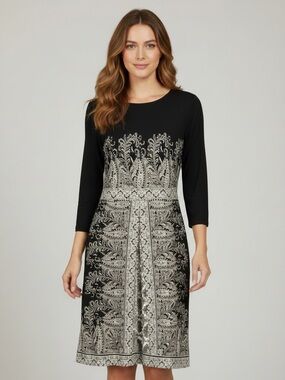 J Jill black and taupe paisley patterned dress